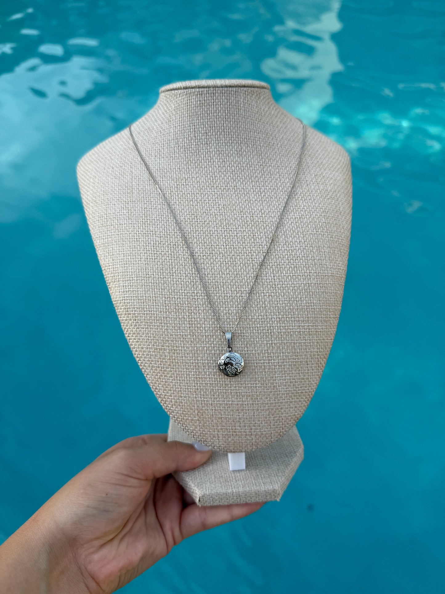 Silver Flower Locket Necklace