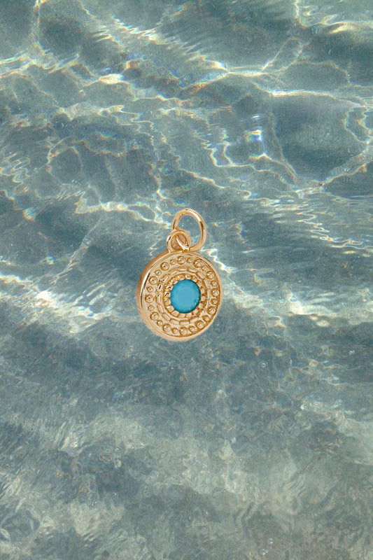 Aqua & Gold Circle Charm