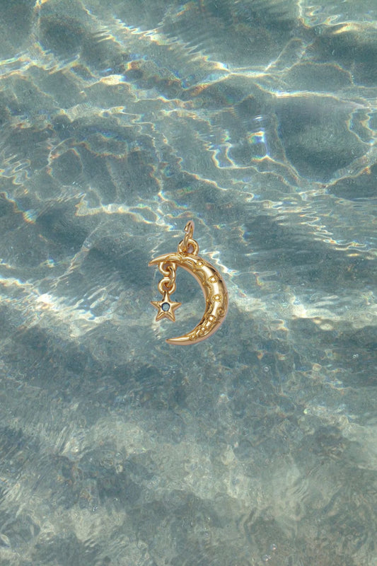 Dainty Gold Moon & Star Charm