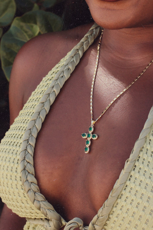 Emerald Cross Necklace