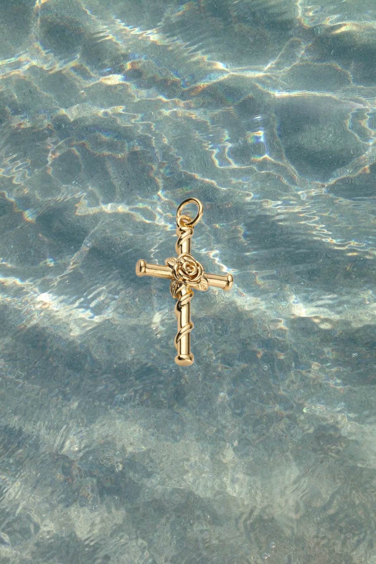 Gold Cross with Rose