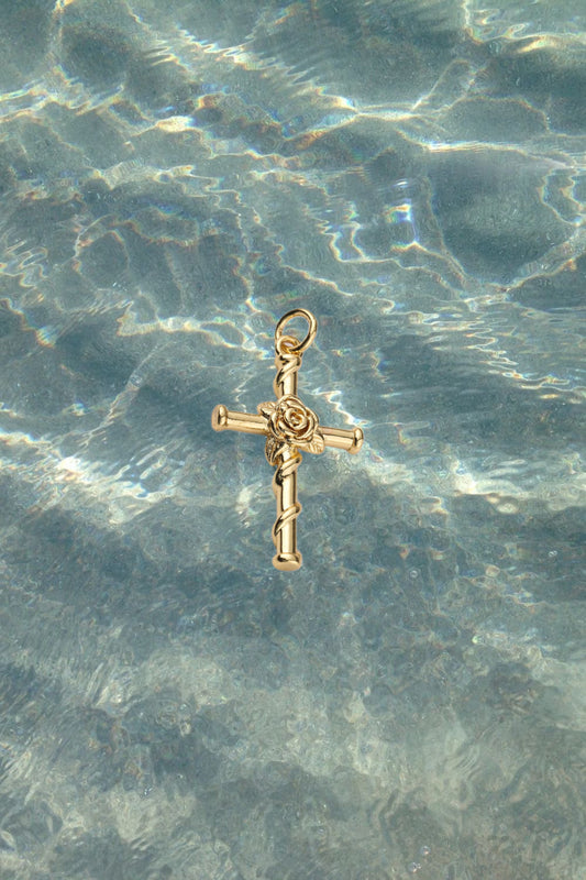 Gold Cross with Rose