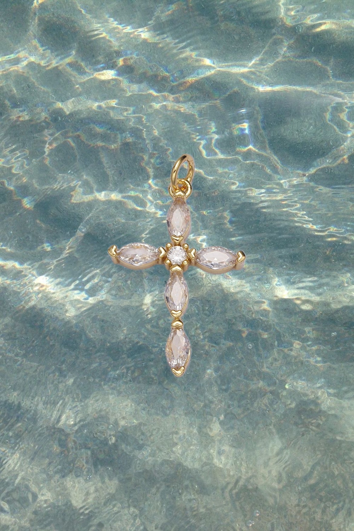 Crystal Gold Cross Pendant