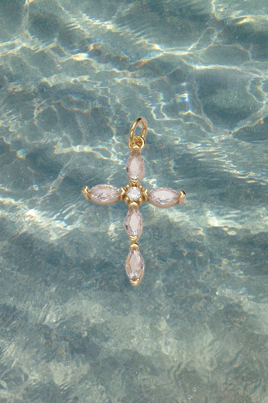 Crystal Gold Cross Pendant