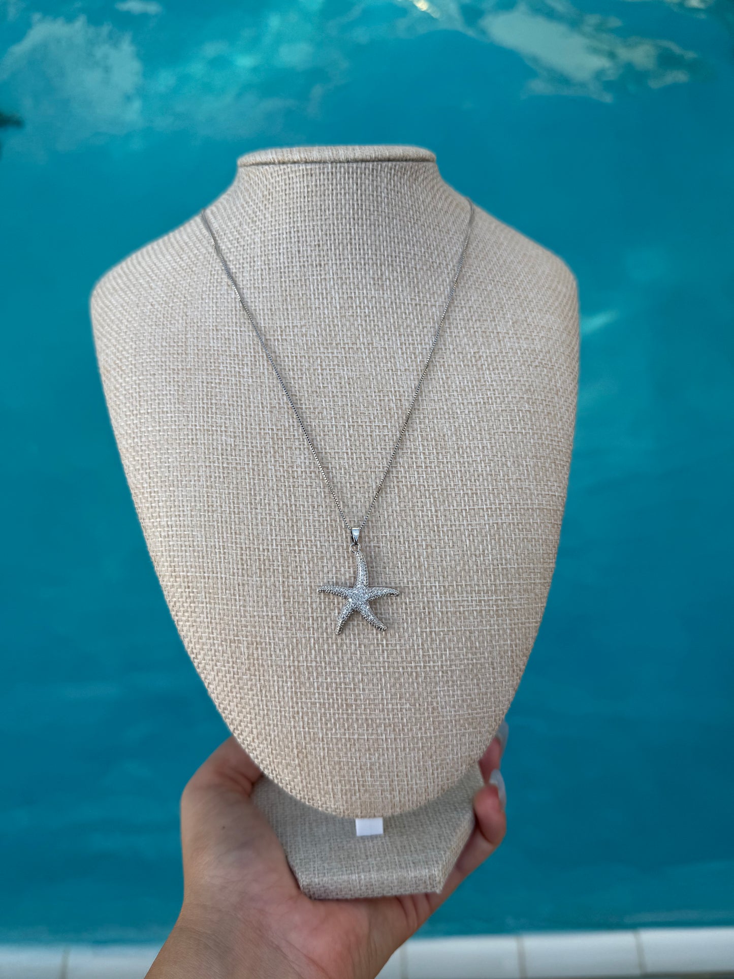 Silver Sparkly Starfish Necklace