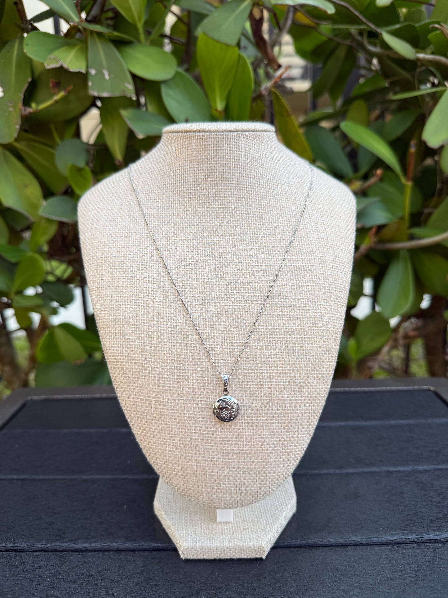 Silver Flower Locket Necklace