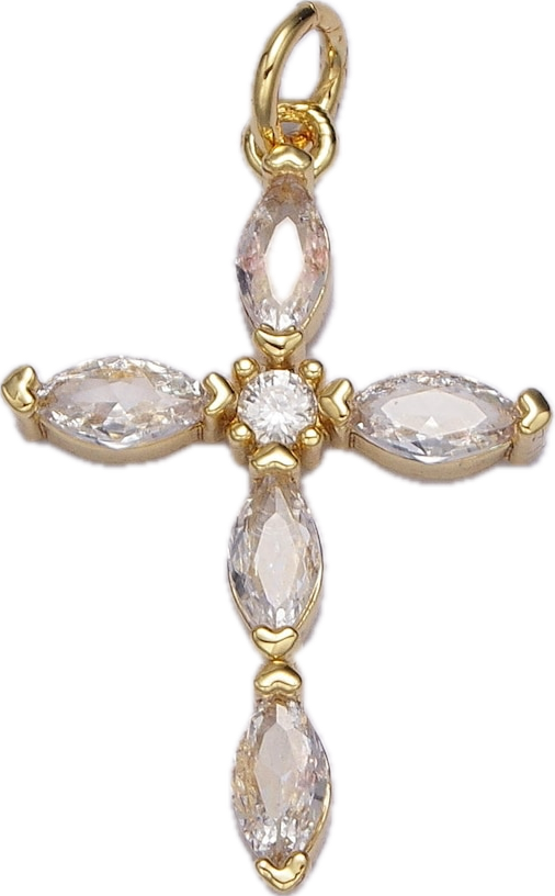 Crystal Gold Cross Pendant