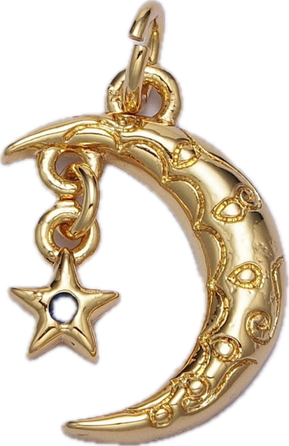 Dainty Gold Moon & Star Charm