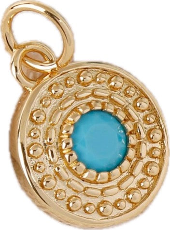 Aqua & Gold Circle Charm
